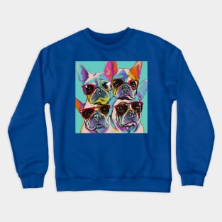 Colorful Cool Dog French Bulldog Vibes! Crewneck Sweatshirt